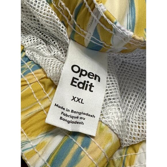 Open Edit Men's Yellow/Blue Swirl Recycled Volley Swim Trunks XXL NWT - Picture 9 of 9